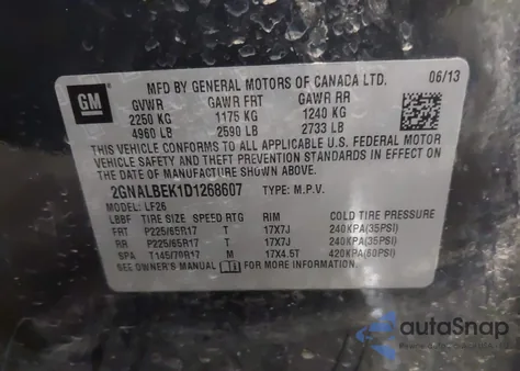 2013 Chevrolet Equinox Ls from USA, damaged, VIN 2GNALBEK1D1268607